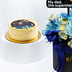 Delicious Chocolate Photo Cake For Dad With Flowers