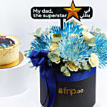 Delicious Chocolate Photo Cake For Dad With Flowers
