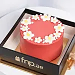 Designer Cake and Red Roses Bouquet