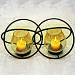 Double Ring Glass Candle Stand