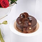 Dozen Multi Roses with Fudge Cake