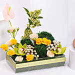 Dubai Chocolate Cake 4 Portion And Flower Arrangement