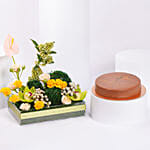 Dubai Chocolate Cake 8 Portion And Flower Arrangement