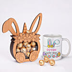 Eggcellent Easter Personalised Bunny Chocolate Box with Mug