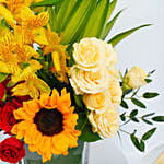 مزهرية ورد و كيك شوكولاتة خالي من البيض