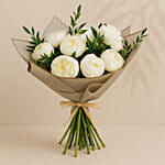 Elegant 10 White Peonies Bouquet