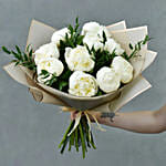 Elegant 10 White Peonies Bouquet