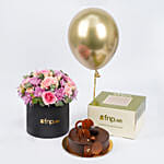 Elegant Flower Arrangement And Cake And Balloon Combo