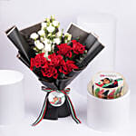 Emirati Womens Day Special Flower Bouquet With Cake