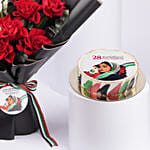 Emirati Womens Day Special Flower Bouquet With Cake