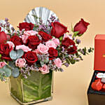 Endless Love Flower Arrangement With Chocolates