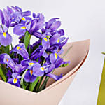 February Birthday Iris Bouquet and Treats Box Combo