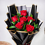 كيك عيد ميلاد حلقات الشوكولا مع باقة ورد