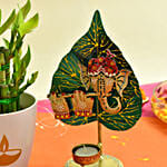 Ganesha Flute Tea Light Stand With Lucky Bamboo