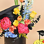 Graduation Hat Box Flowers and Cake
