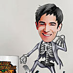 Halloween Skeleton Caricature And Mug