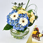 Happy Birthday Hubby Chocolate Cake and Flowers