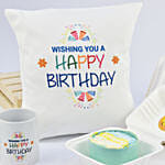 Happy Birthday Lunch Box Chocolate  Cake Mug N Cushion