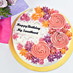 Happy Birthday My Sweetheart Cake With Flowers