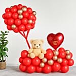 I Love You Balloon Arrangement With Teddy Red