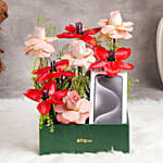 Iphone 15 Pro 128 GB White Titanium Gift with Flowers & Chocolates