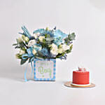 It's a Boy Flowers and Mono Cake