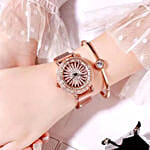 Korean Diamond Star Golden Watch