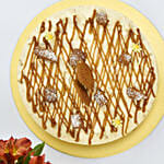 تشيز كيك شهي بنكهة اللوتس مع مزهرية ورود رائعة