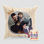 Love You Dad Presonalised Cushion With Mug
