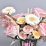 Love You Mom Flowers in a Glass Vase