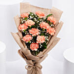 Lovely Orange Carnations Bouquet Standard