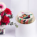 Luxury Emirati Womens Day Flower Arrangement With Cake