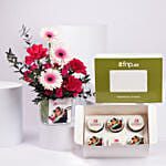 Luxury Emirati Womens Day Flower Arrangement With Cupcake