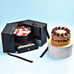 هدية باقة ورد مشكلة مع شوكولاتة ميرسي وكيك شوكولاتة