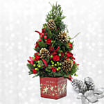 شجرة الكريسماس المزينة مع ثمار بلوط وأوكالبتوس مطلية