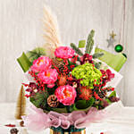 Merry and Bright Christmas Flowers Arrangement