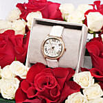 Michael Kors Sage White Leather Watch Gift Tray For Her