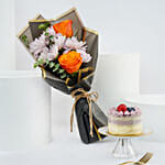 ميني كيك بالتوت مع باقة ورد