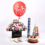 Mix Flowers Chocolate Cake and balloon