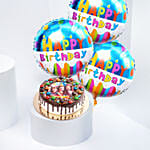 MNM Chocolate Birthday Photo Cake With Balloons