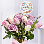 Mom Tender Love Rose And Tulips