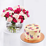 Mothers Day Flowers in Fish Bowl N Cake