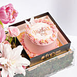 Mothers Day Mono Cake And Premium Flowers
