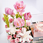 Mothers Day Mono Cake And Premium Flowers