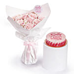 Mothers day Roses and Carnation Bouquet With Chocolate Cake