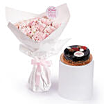 Mothers day Roses and Carnation Bouquet with Hazelnut Cake