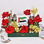 اليوم الوطني الإماراتي باقة ورد مع إطار مخصص جميل