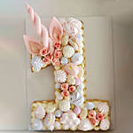 Number 1 Macarons Artificial Flowers Red Velvet Cake