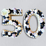 Number 50 Macarons Blueberries Chocolate Cake