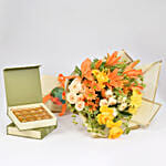 Ocotber Birthday Flower Bouquet and Chocolates